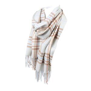 Scarf - Classic Plaid Pattern - Sky Blue/ Tan/ White- Unisex - NWT